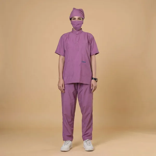 Misty_Pink_9_Pocket_Mandarin_Collar_Scrub_With_Cap_&_Mask_For_Women