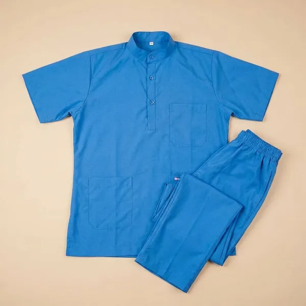 Sky_Blue_9_Pocket_Mandarin_Collar_Scrub_With_Cap_&_Mask_For_Women