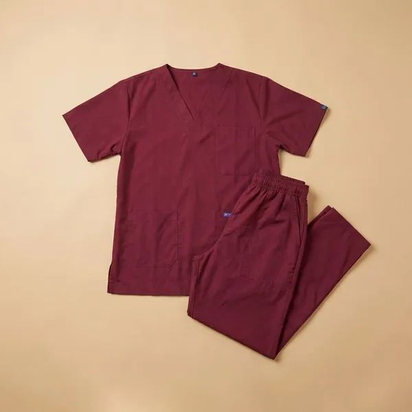 Maroon_5_Pocket_V_Neck_Scrub_With_Cap_&_Mask_For_Women