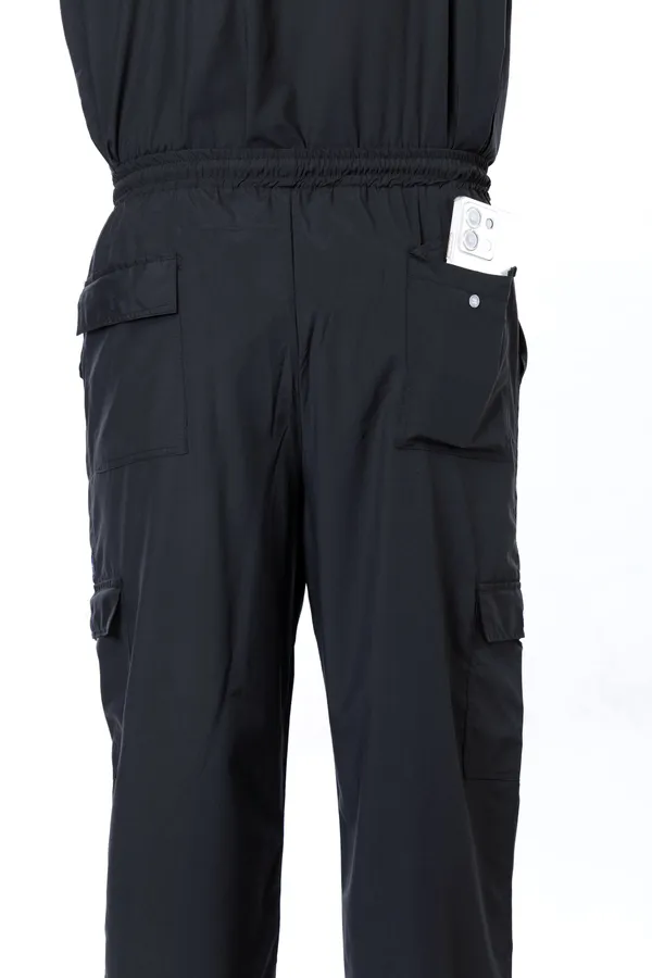 Black_9_Pocket_Scrub_V_Neck_With_Cap_&_Mask_For_Men