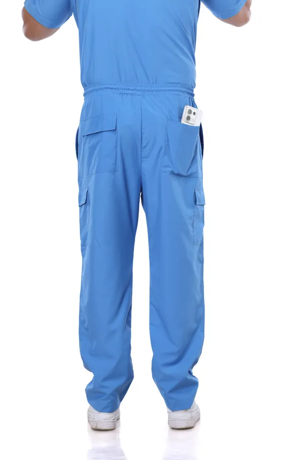 Sky_Blue_9_Pocket_Mandarin_Collar_Scrub_With_Cap_&_Mask_For_Men