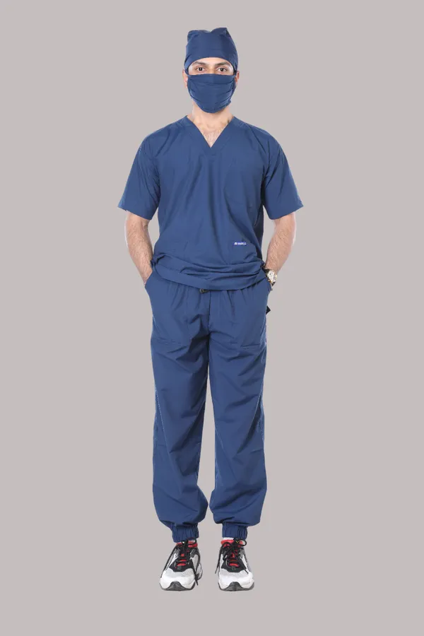 Air_Force_7_Pocket_Mandarin_Collar_Scrub_With_Cap_&_Mask_For_Men