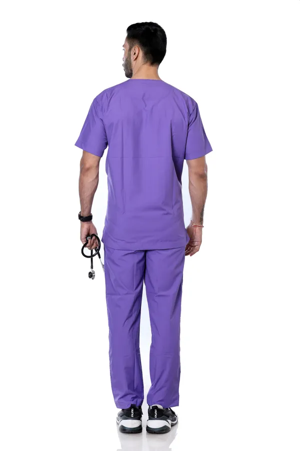 Lavender_9_Pocket_Scrub_V_Neck_With_Cap_&_Mask_For_Men