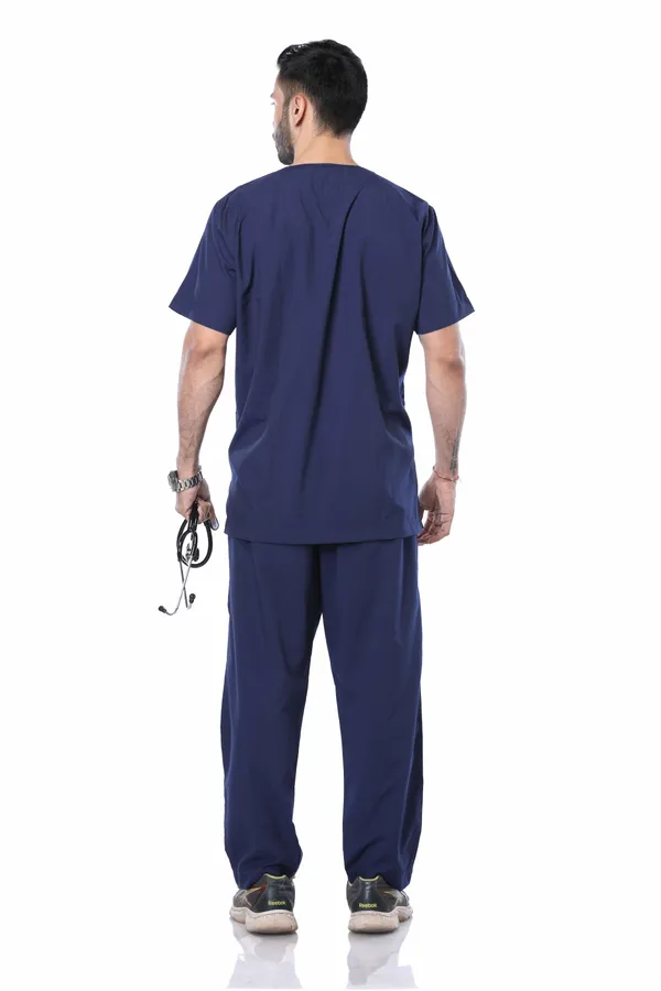 Navy_Blue_5_Pocket_V_Neck_Scrub_With_Cap_&_Mask_For_Men