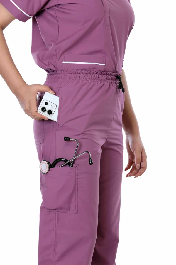Misty_Pink_9_Pocket_Mandarin_Collar_Scrub_With_Cap_&_Mask_For_Women