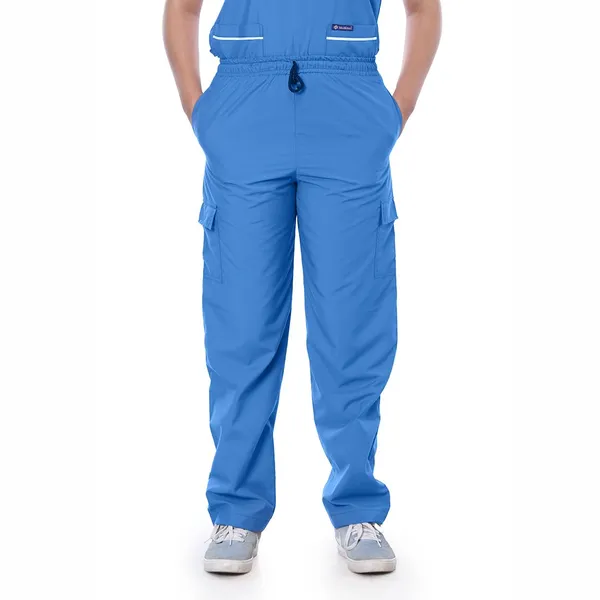 Sky_Blue_9_Pocket_Biofit_Collar_Scrub_With_Cap_&_Mask_For_Women