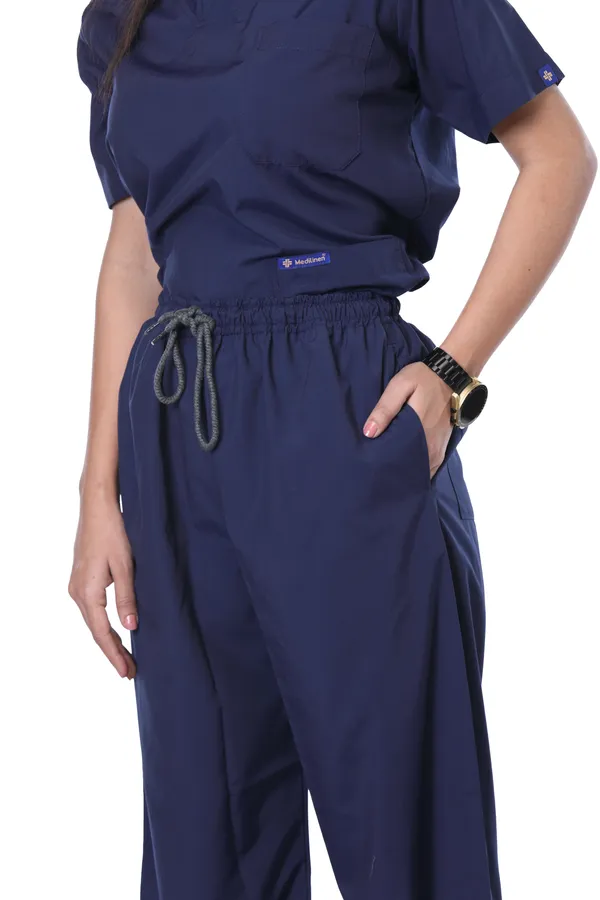 Navy_Blue_7_Pocket_V_Neck_Scrub_With_Cap_&_Mask_For_Women