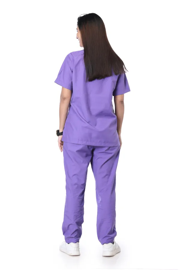 Lavender_5_Pocket_V_Neck_Scrub_With_Cap_&_Mask_For_Women