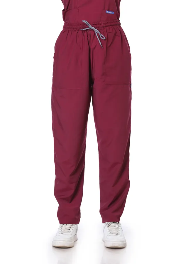 Maroon_5_Pocket_V_Neck_Scrub_With_Cap_&_Mask_For_Women