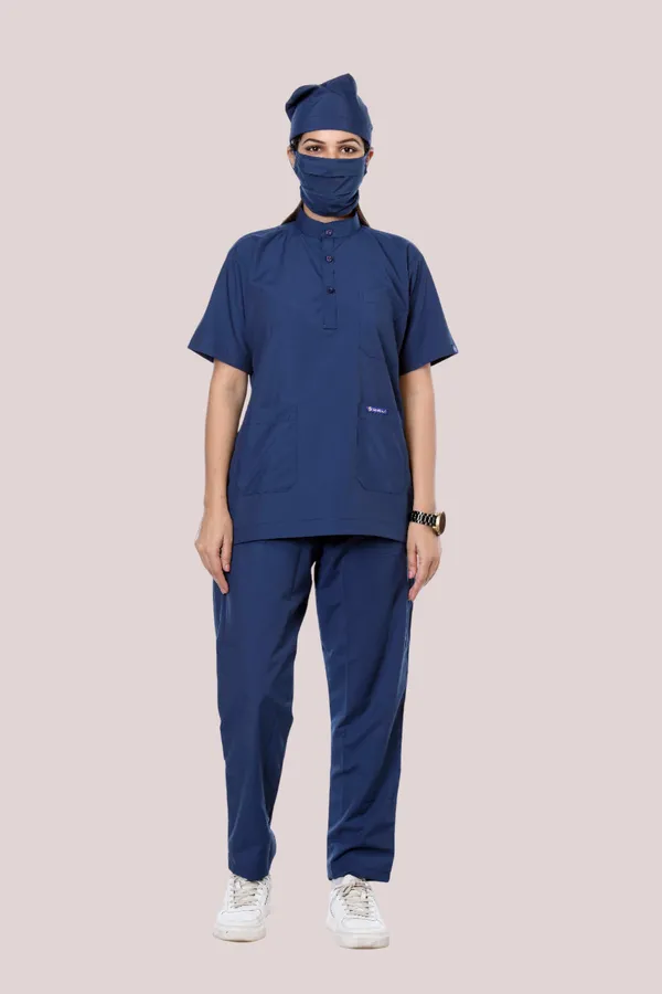 Air_Force_9_Pocket_Mandarin_Collar_Scrub_With_Cap_&_Mask_For_Women