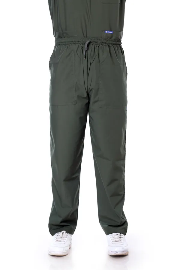 Forest_Green_5_Pocket_Mandarin_Collar_Scrub_With_Cap_&_Mask_For_Men