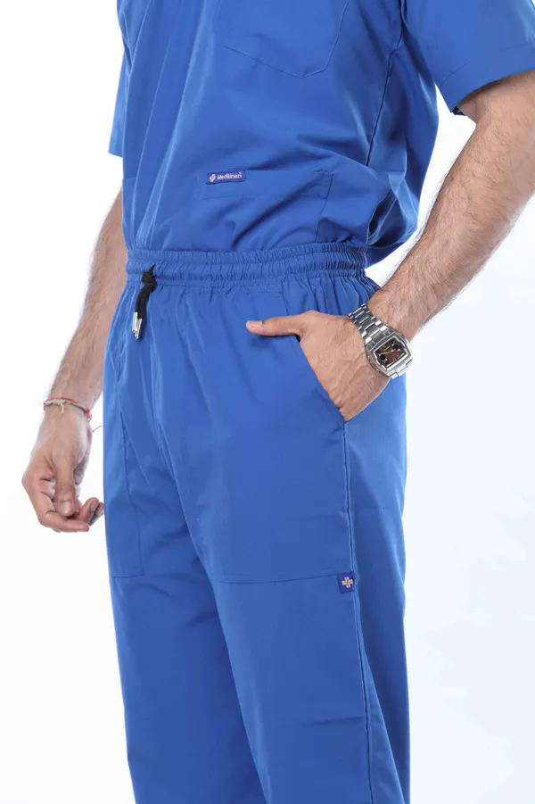 Royal_Blue_5_Pocket_V_Neck_Scrub_With_Cap_&_Mask_For_Men