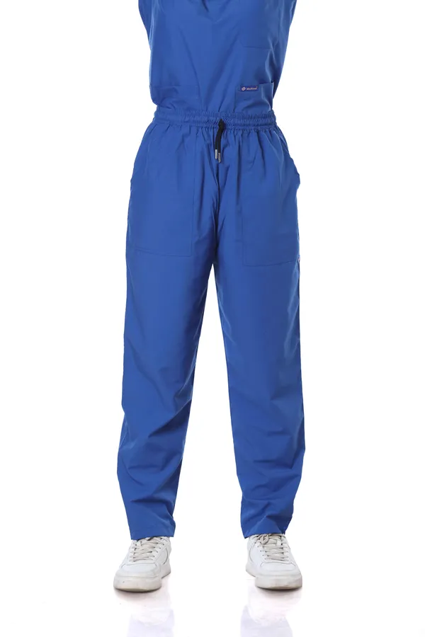 Royal_Blue_9_Pocket_Scrub_V_Neck_With_Cap_&_Mask_For_Women
