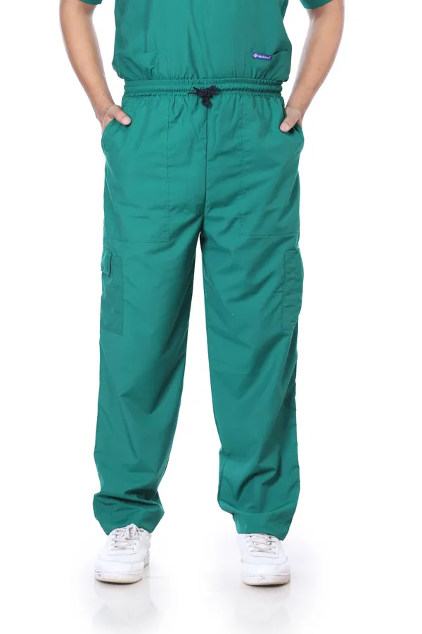 Green_9_Pocket_Scrub_V_Neck_With_Cap_&_Mask_For_Men