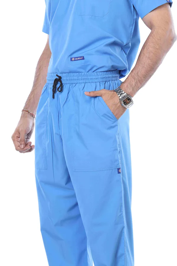 Sky_Blue_5_Pocket_V_Neck_Scrub_With_Cap_&_Mask_For_Men