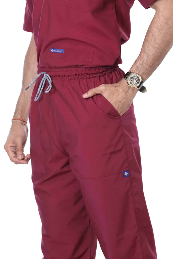 Maroon_5_Pocket_V_Neck_Scrub_With_Cap_&_Mask_For_Men