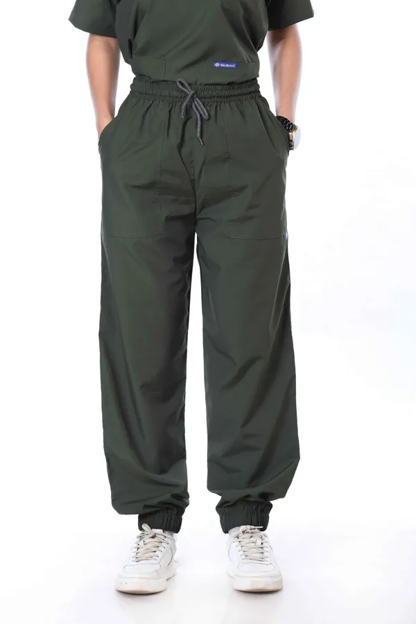 Forest_Green_7_Pocket_Mandarin_Collar_Scrub_With_Cap_&_Mask_For_Women