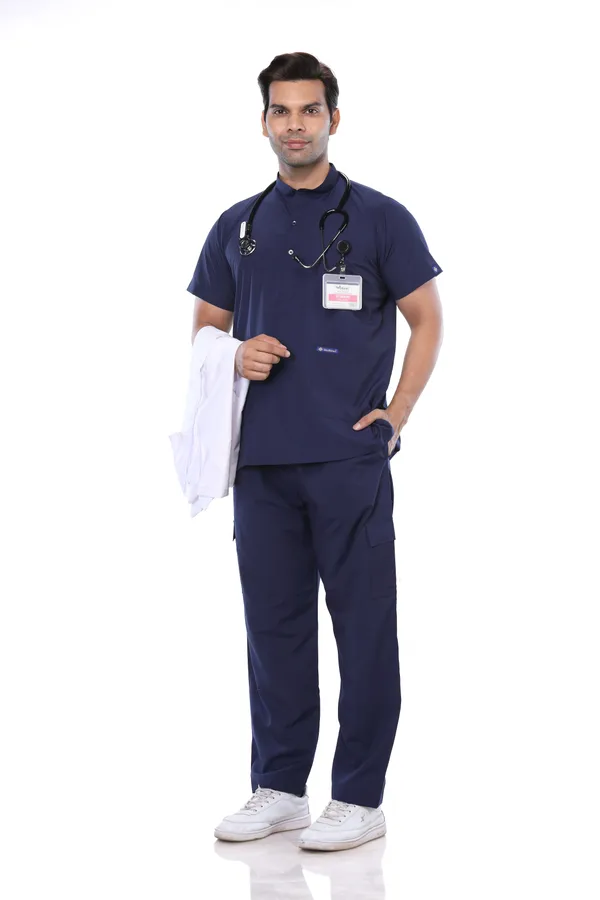 Navy_Blue_9_Pocket_Mandarin_Collar_Scrub_With_Cap_&_Mask_For_Men