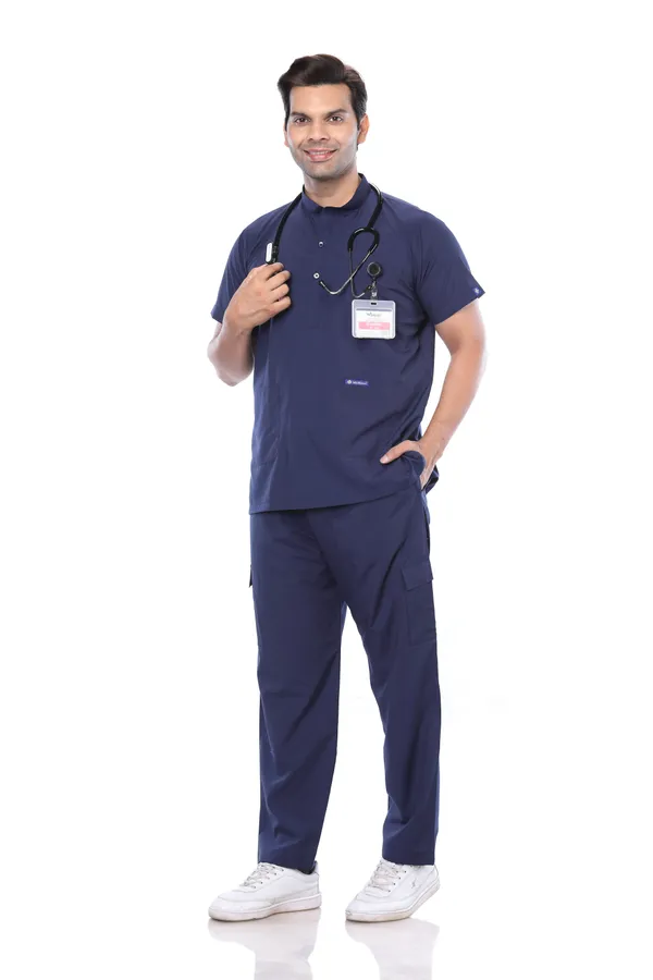 Navy_Blue_9_Pocket_Mandarin_Collar_Scrub_With_Cap_&_Mask_For_Men