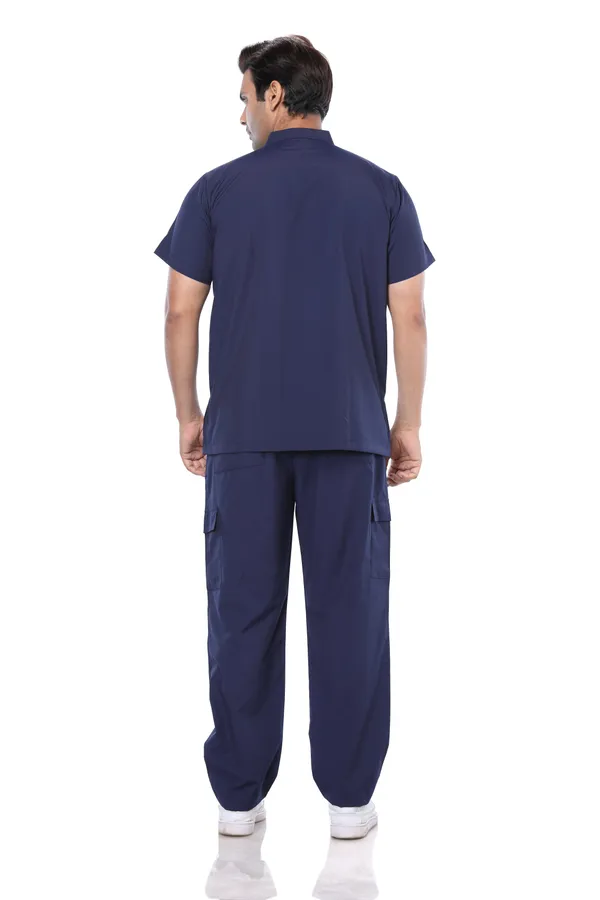 Navy_Blue_9_Pocket_Mandarin_Collar_Scrub_With_Cap_&_Mask_For_Men
