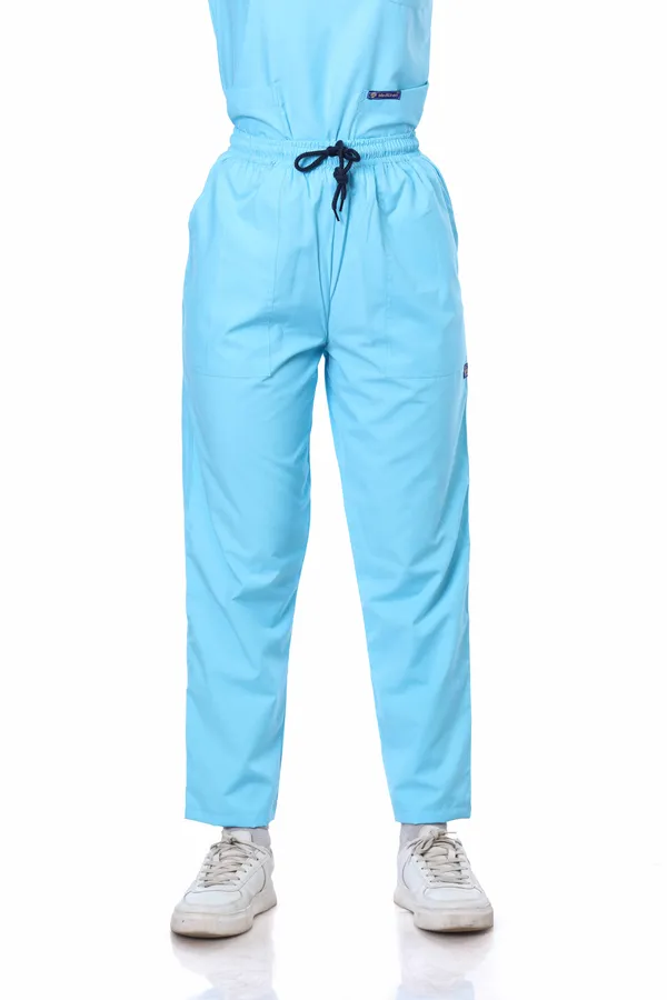 Pastel_Blue_9_Pocket_Scrub_V_Neck_With_Cap_&_Mask_For_Women