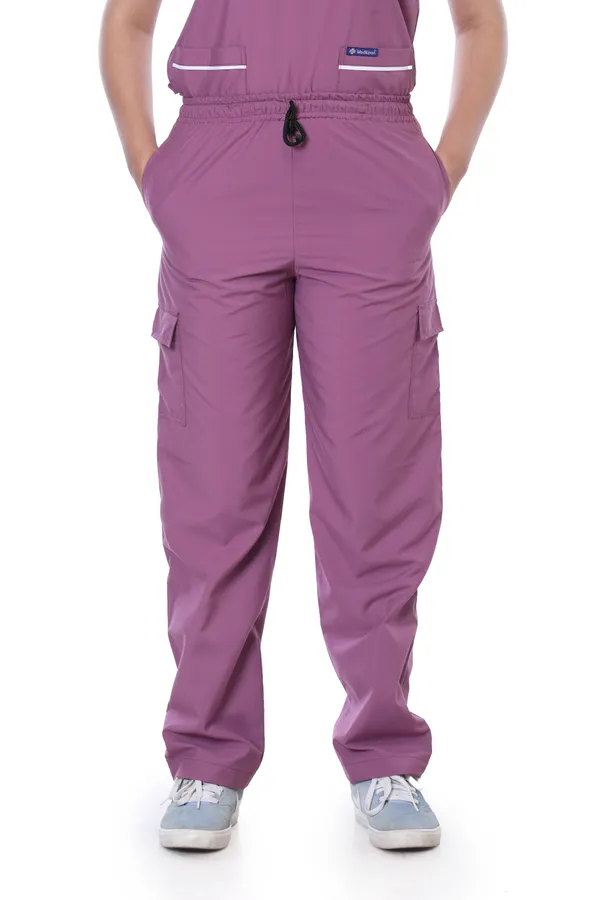 Misty_Pink_9_Pocket_Biofit_Collar_Scrub_With_Cap_&_Mask_For_Women