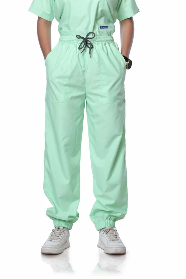 Pastel_Green_7_Pocket_Biofit_Collar_Scrub_With_Cap_&_Mask_For_Women