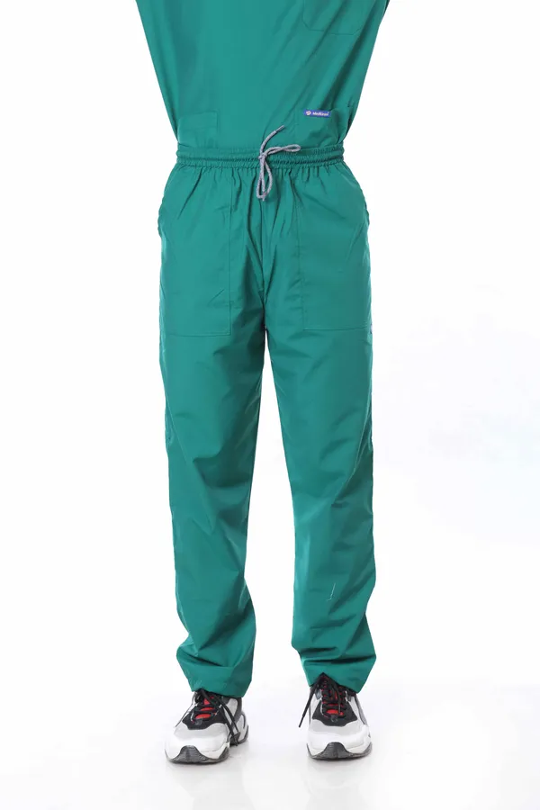 Green_5_Pocket_V_Neck_Scrub_With_Cap_&_Mask_For_Men
