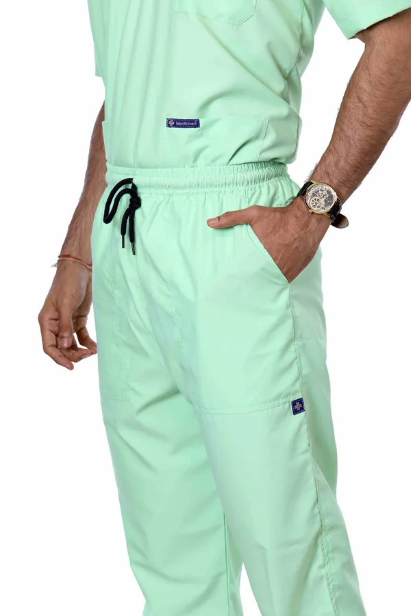 Pastel_Green_5_Pocket_V_Neck_Scrub_With_Cap_&_Mask_For_Men