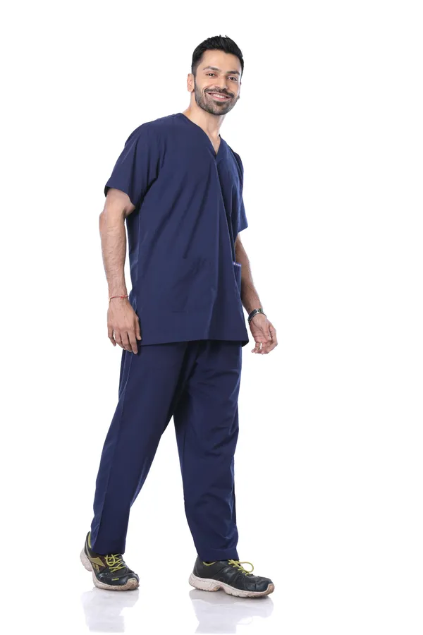 Navy_Blue_9_Pocket_Scrub_V_Neck_With_Cap_&_Mask_For_Men