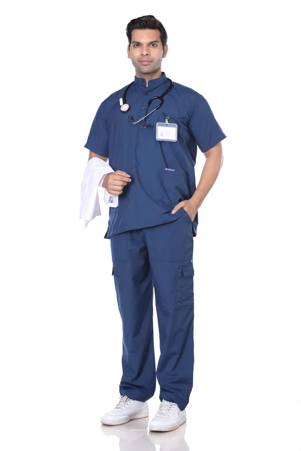 Air_Force_9_Pocket_Mandarin_Collar_Scrub_With_Cap_&_Mask_For_Men