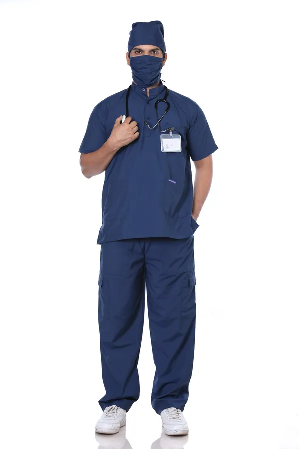 Air_Force_9_Pocket_Mandarin_Collar_Scrub_With_Cap_&_Mask_For_Men
