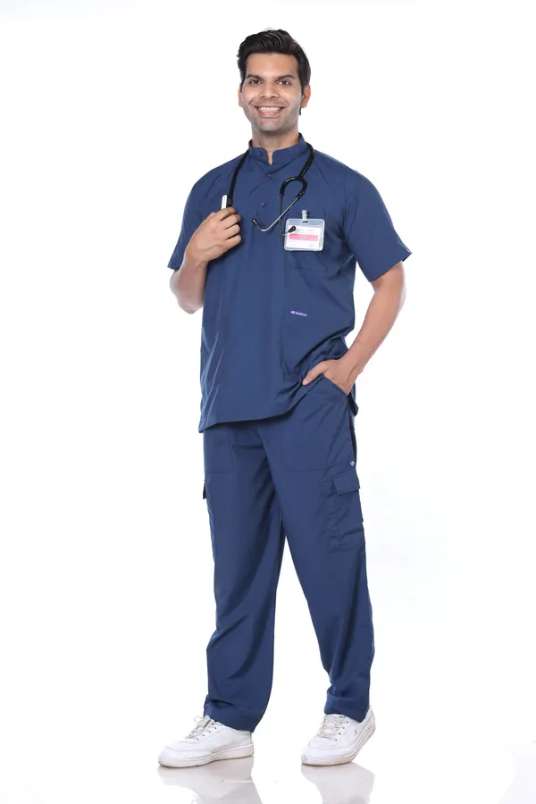 Air_Force_9_Pocket_Mandarin_Collar_Scrub_With_Cap_&_Mask_For_Men