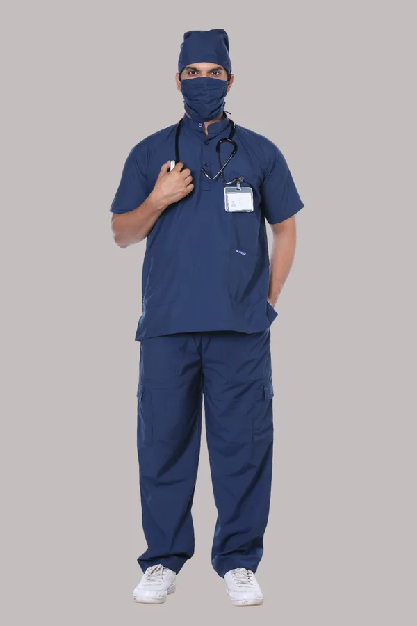 Air_Force_9_Pocket_Mandarin_Collar_Scrub_With_Cap_&_Mask_For_Men