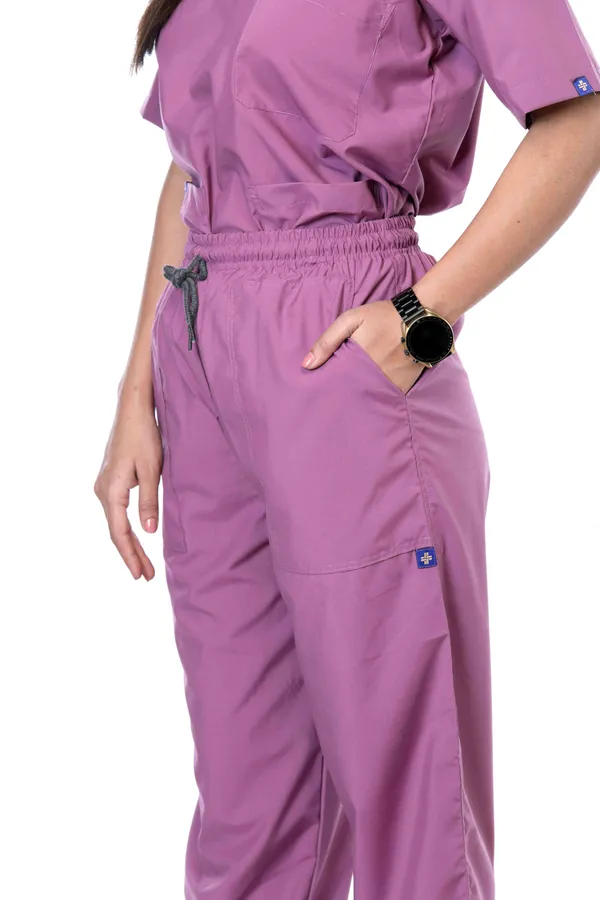 Misty_Pink_7_Pocket_Mandarin_Collar_Scrub_With_Cap_&_Mask_For_Women