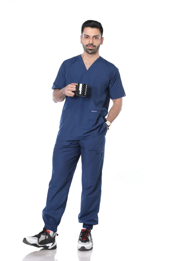 Air_Force_7_Pocket_V_Neck_Scrub_With_Cap_&_Mask_For_Men