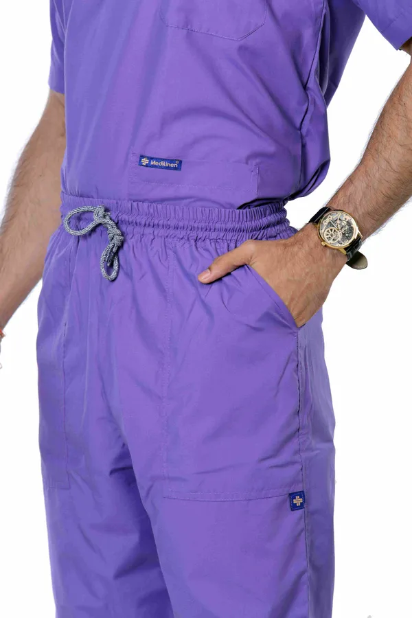 Lavender_5_Pocket_V_Neck_Scrub_With_Cap_&_Mask_For_Men