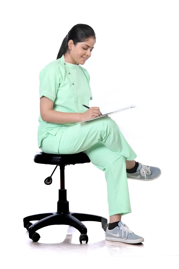 Pastel_Green_9_Pocket_Biofit_Collar_Scrub_With_Cap_&_Mask_For_Women