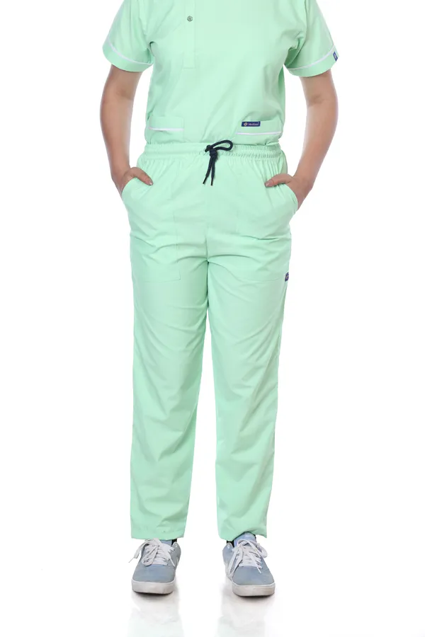 Pastel_Green_5_Pocket_Biofit_Collar_Scrub_With_Cap_&_Mask_For_Women