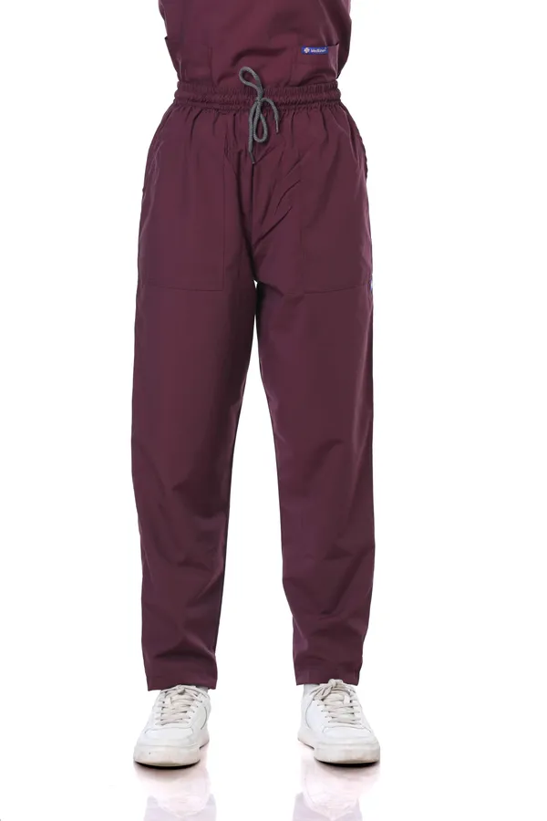 Wine_9_Pocket_Scrub_V_Neck_With_Cap_&_Mask_For_Women