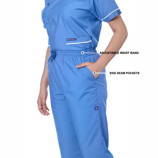 Sky_Blue_7_Pocket_Biofit_Collar_Scrub_With_Cap_&_Mask_For_Women