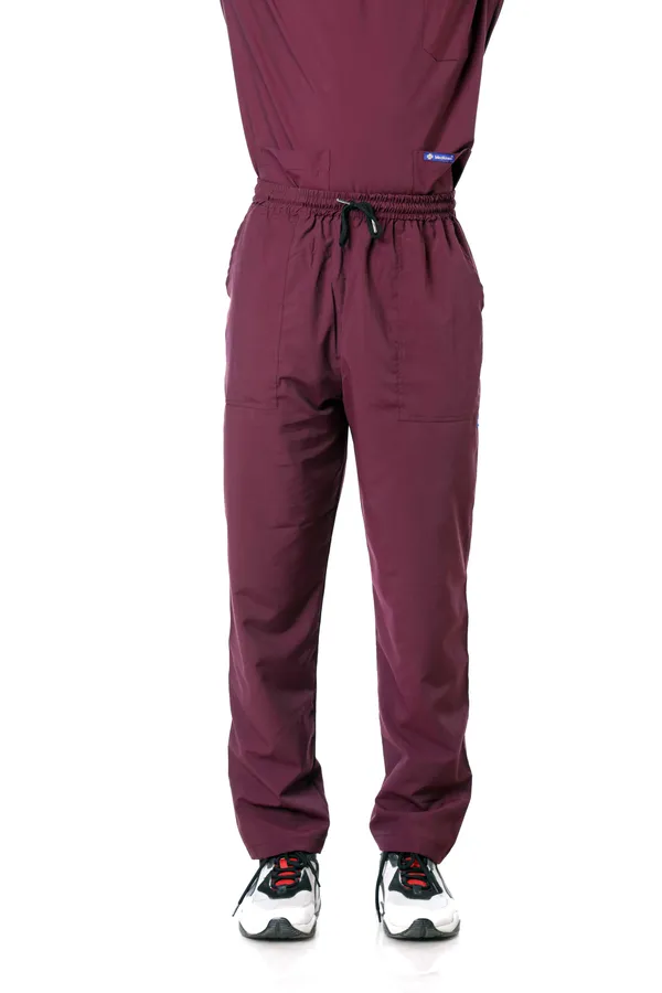 Wine_5_Pocket_V_Neck_Scrub_With_Cap_&_Mask_For_Men