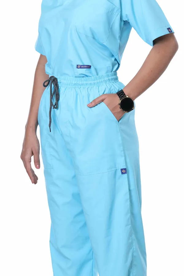 Pastel_Blue_7_Pocket_Mandarin_Collar_Scrub_With_Cap_&_Mask_For_Women