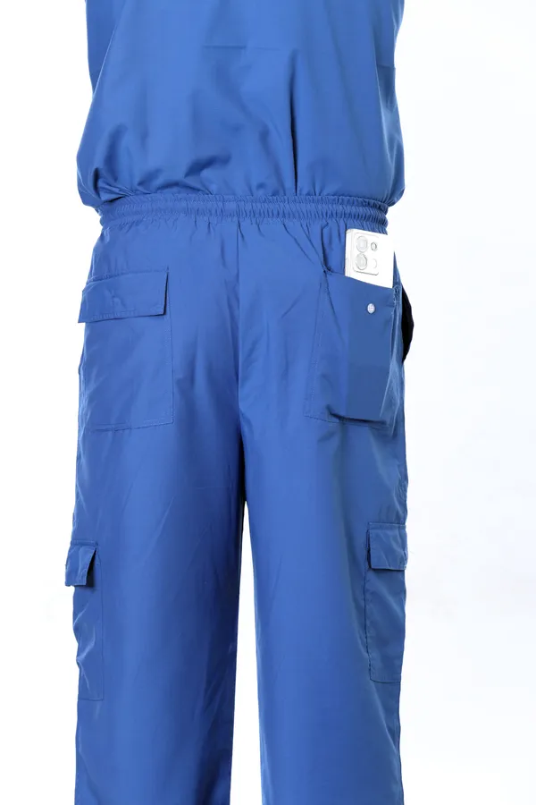 Royal_Blue_9_Pocket_Mandarin_Collar_Scrub_With_Cap_&_Mask_For_Men