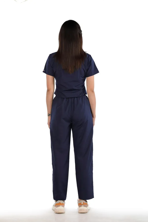 Navy_Blue_5_Pocket_Mandarin_Collar_Scrub_With_Cap_&_Mask_For_Women