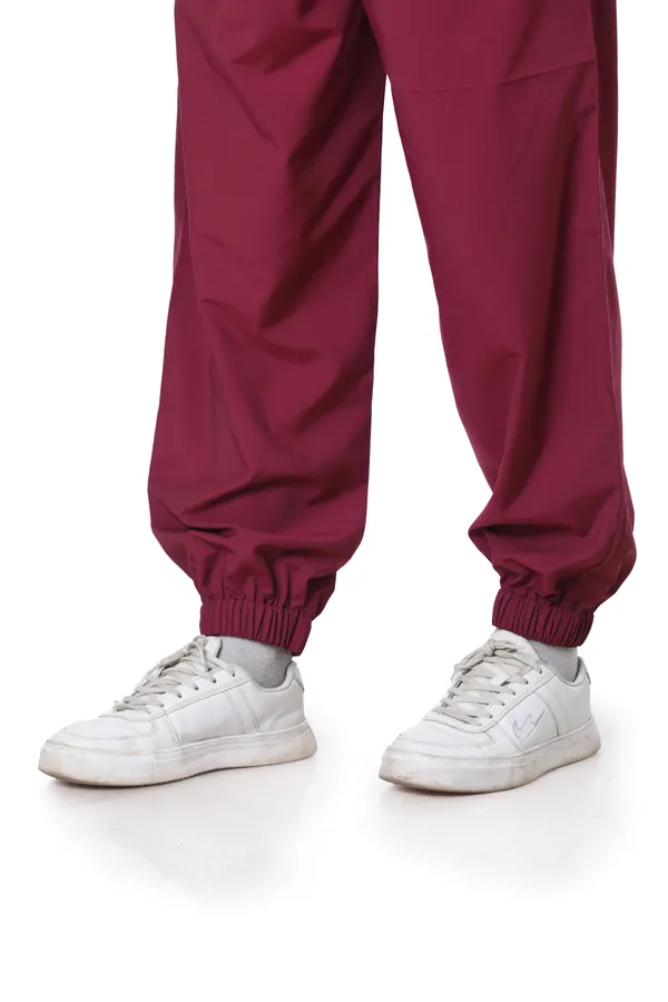 Maroon_7_Pocket_Biofit_Collar_Scrub_With_Cap_&_Mask_For_Women