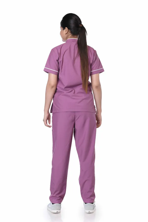 Misty_Pink_7_Pocket_Biofit_Collar_Scrub_With_Cap_&_Mask_For_Women