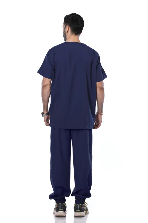 Navy_Blue_7_Pocket_V_Neck_Scrub_With_Cap_&_Mask_For_Men
