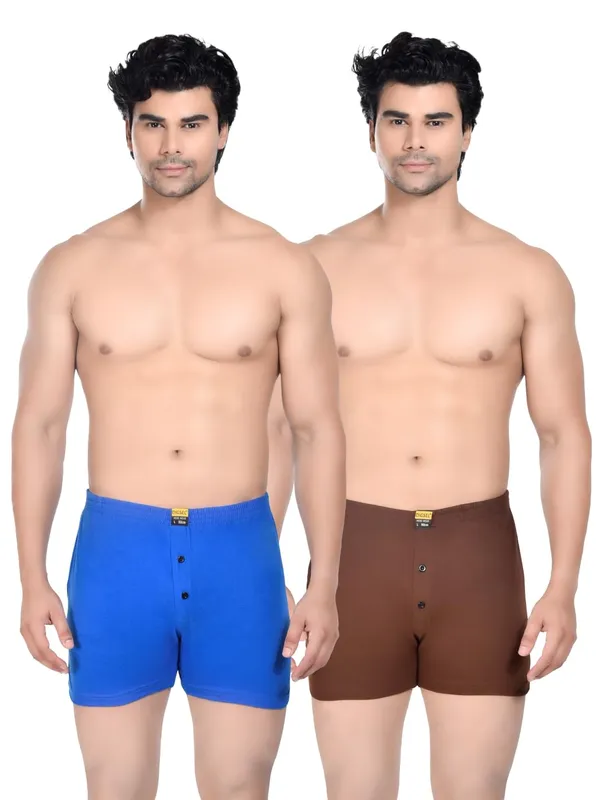 Pack_Of_2_Mens_Blue_And_Brown_Cotton_Shorts