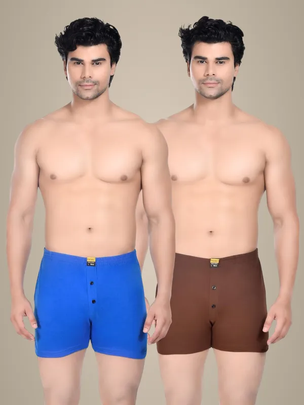 Pack_Of_2_Mens_Blue_And_Brown_Cotton_Shorts